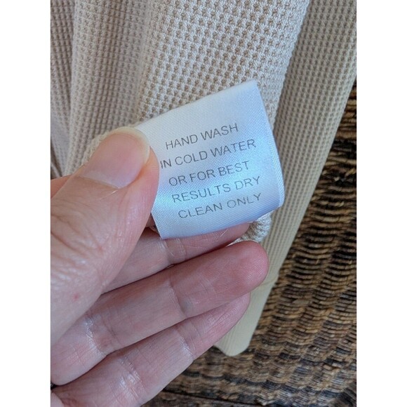 Hoity Toity Boutique Waffle Knit Thermal Twist Tie Top Women's Large Cream Boho - Picture 7 of 7